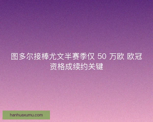 图多尔接棒尤文半赛季仅 50 万欧 欧冠资格成续约关键